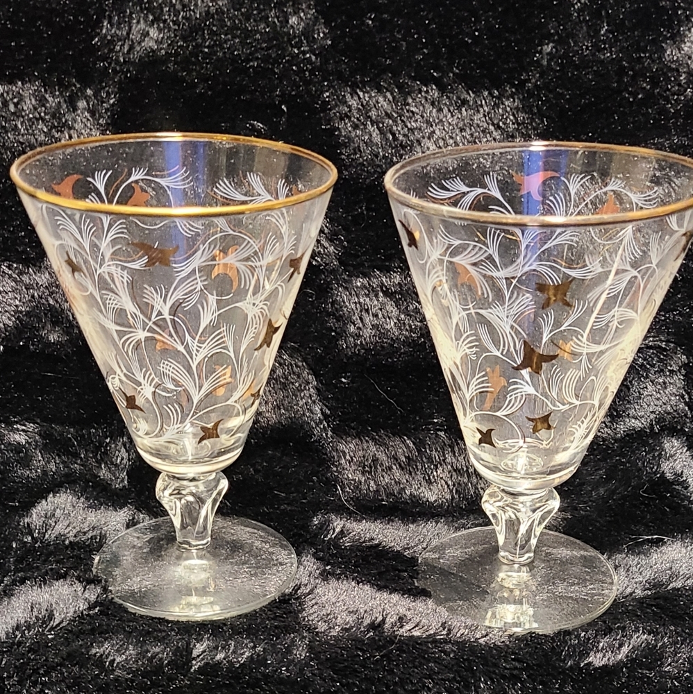 Vintage Royal Fern cocktail glasses 1956